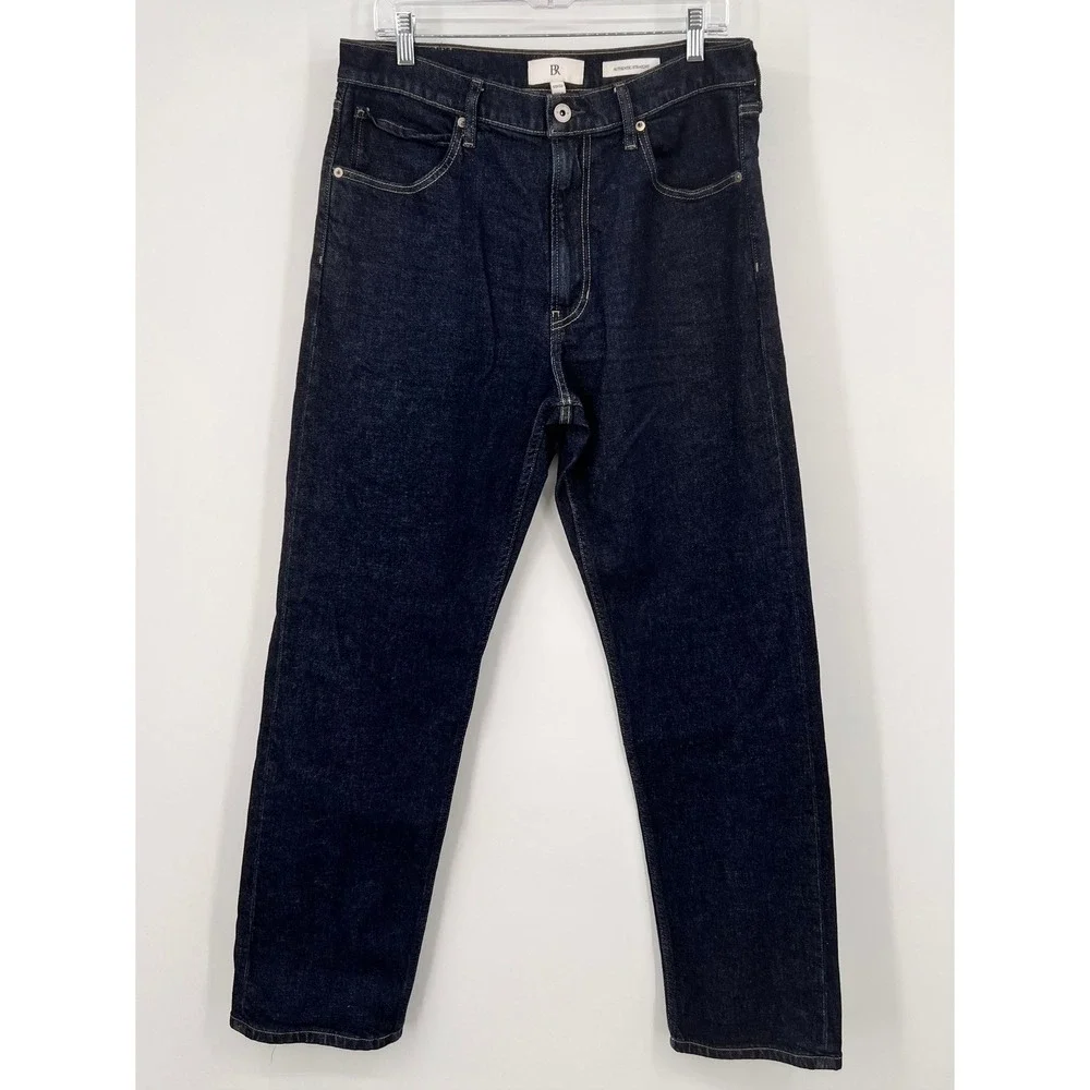 Banana Republic Authentic Straight Jeans Mens 33x32 Dark Wash‎ Indigo Denim